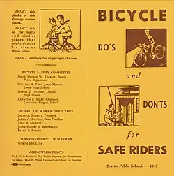 folleto en inglés sobre el uso seguro de la bicicleta