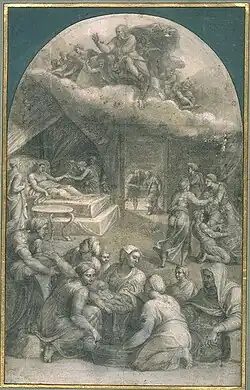 Dibujo de modello para el retablo de Sebastiano del Piombo