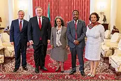 Sahlework Zewde en un encuentro con Mike Pompeo, Secretario de Estado de los Estados Unidos