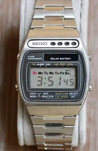 Cronógrafo Seiko solar con alarma LCD A156-5000, 1978: el primer reloj de la firma alimentado con energía solar