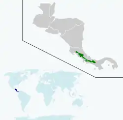 Distribución geográfica del colibrí centelleante.