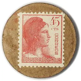 45 cts. Alegoría de la República. Rojo.