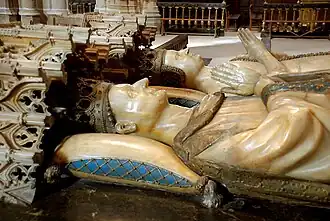 Detalle del sepulcro de los reyes Carlos y Leonor.
