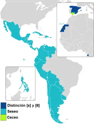 En Ecuador al igual que el resto de Hispanoamérica no se distingue la "s" de la "z" y "c".
