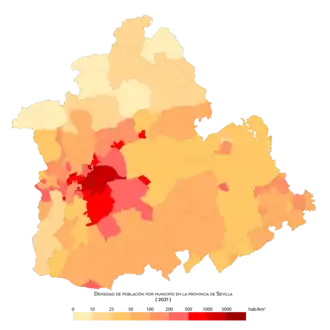 Mapa de población por municipios de la provincia de Sevilla[12]​