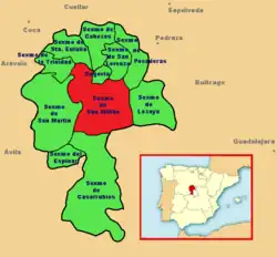 Mapa del sexmo de San Millán en la Comunidad de Ciudad y Tierra de Segovia