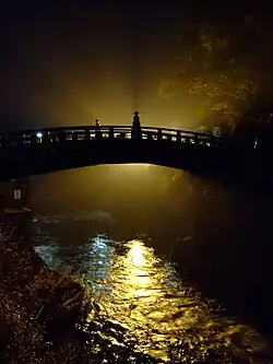 Vista nocturna del puente.