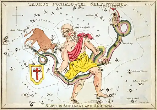 Tarjeta 12: Taurus Poniatowski, Serpentarius, Scutum Sobiesky, y Serpens