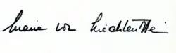Firma de María Kinsky de Wchinitz y Tettau