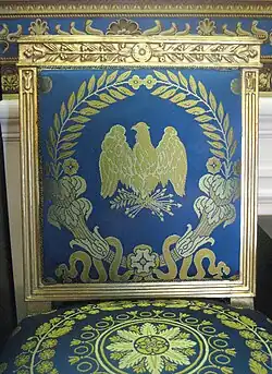 Tapicería en una silla de la Blue Drawing Room.