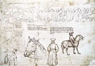 Boceto de Juan VIII Paleólogo durante su visita al Concilio de Florencia en 1438, de Pisanello