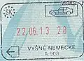 Sello de pasaporte de salida emitido en el paso fronterizo de Vyšné Nemecké.