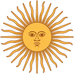 Sol de Mayo en la bandera de Argentina, est. 1818