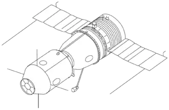 Diseño de la Soyuz-A (1963), que formaría parte del complejo Soyuz A-B-C