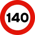 R-301-140 Prohibición velocidad máxima a 140 km/h