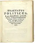 Portada de Tractatus politicus (Opera Posthuma)
