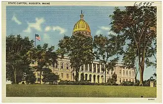 Maine State House en una postal de los años 1930