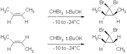 Adición del carbeno sobre los dobles enlaces estereoespecífica
