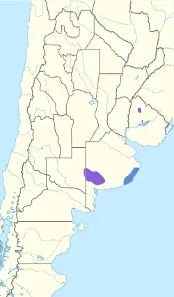 Distribución geográfica de la loica pampeana.