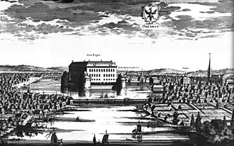 Örebro cerca del año 1700. Grabado recogido en Suecia antiqua et hodierna