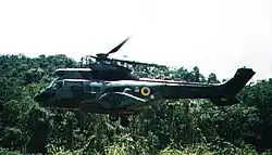 Helicóptero Puma ecuatoriano de la Subdivisión de Aviación del Ejército.