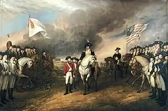 La rendición de Lord Cornwallis (evento 1781, pintado 1820)
