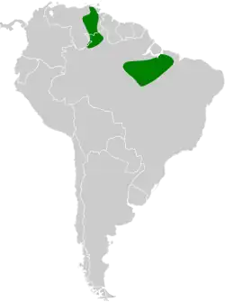 Distribución geográfica del mosquero pechinegro.