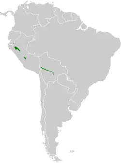 Distribución geográfica de la tangara dorsipajiza.