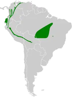 Distribución geográfica de la tangara cabeciazul.