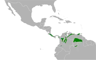 Distribución geográfica de la tangara pintoja.