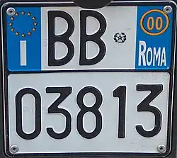 Placa de matrícula italiana.