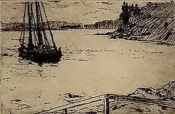 The Anchorage, aguafuerte, 1915, Galería de Arte, Universidad de New Hampshire