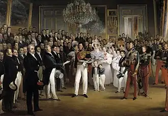 El duque de Orléans recibiendo a los miembros de la Cámara de Diputados el 7 de agosto de 1830.