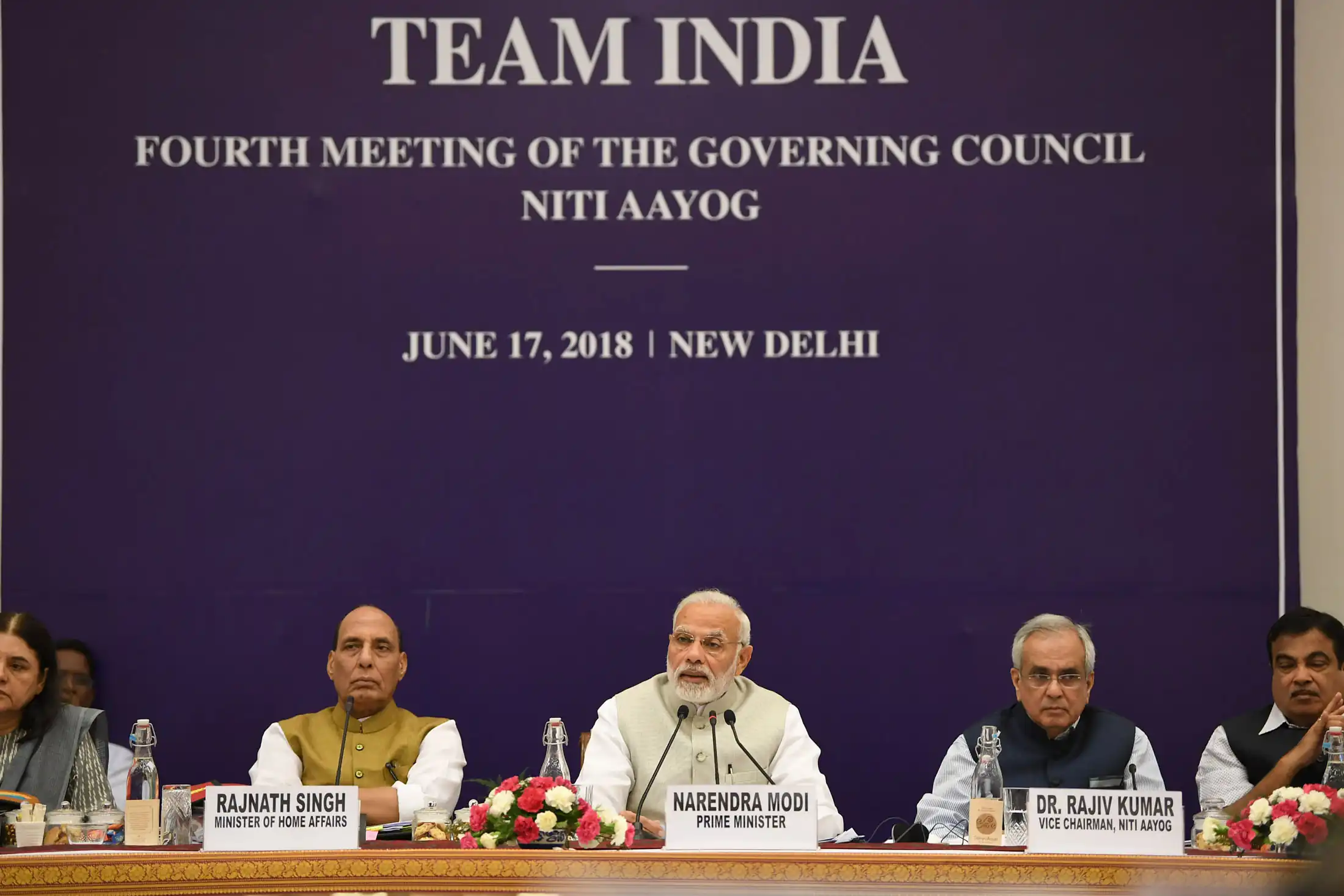 The Prime Minister, Shri Narendra Modi chairing the fourth meeting of the Governing Council of NITI Aayog, in New Delhi on June 17, 2018