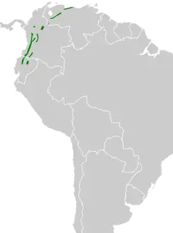 Distribución geográfica del trepamusgos cabecirrayado.