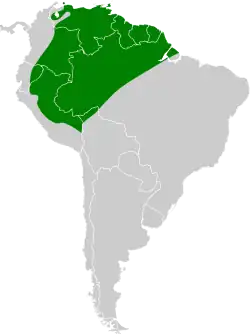Distribución geográfica del titira colinegro occidental.