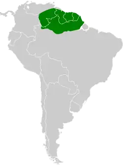Distribución geográfica del titirijí pintado.