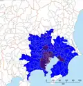 Kantō Área Metropolitana Mayor, según la Oficina de Estadística de Japón. Población 34.6 millones (2000). La estimada en 2008 es de cerca de 39 millones, pero hay cambios para las ciudades.
