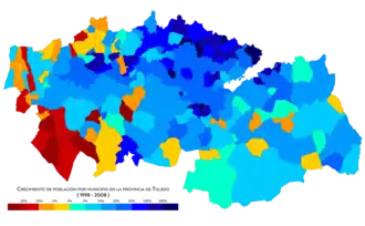 Crecimiento de la población por municipio entre 1998 y 2008