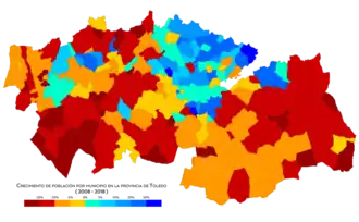 Crecimiento de la población por municipio entre 2008 y 2018