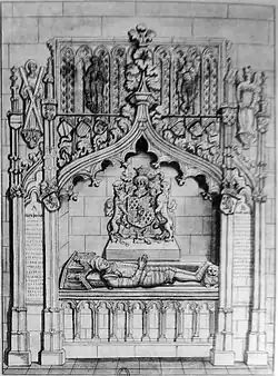 Estampa (Gabinete de estampas de la BNF) de la tumba de Carlos "el Temerario" (duque de Borgoña, muerto en 1477).