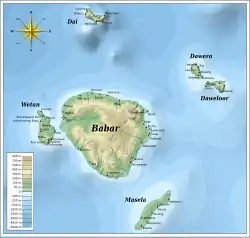 Mapa topográfico de las islas Babar