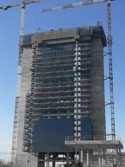 Construcción de la quinta torre, Torre Caleido el 20 de agosto de 2019