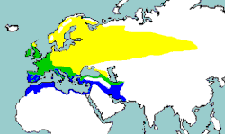 alt=       Zona de cría       Zona invernal       Presente todo el año