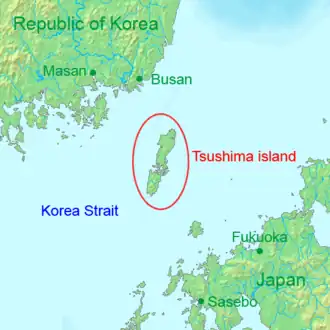 Localización de las islas Tsushima