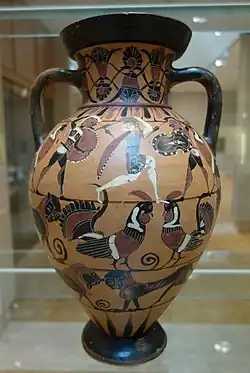 Ánfora tirrena, c. 565–550 a. C.