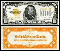 $1,000 Gold Certificate, Series 1934, Fr.2409, depicting Grover Cleveland