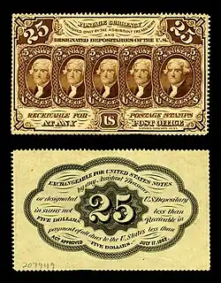 Twenty five-cent first-issue fractional note