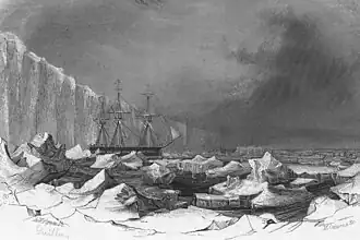 El USS Peacock en el hielo (1840)