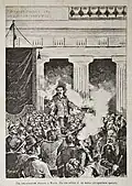 Una manifestación pro-italiana frente a la Guardia Mayor, 1883